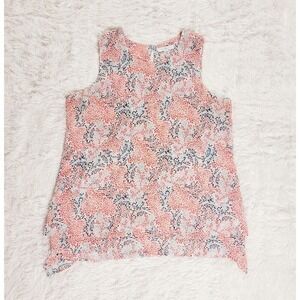 Feather Floral Print Sleeveless Tank Top‎ Blouse Women XL
